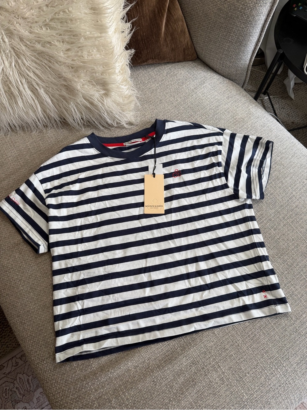 Scotch & Soda Navy & White Striped Short-Sleeve Tee